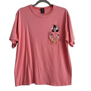 VTG Warner Bros. Studio Store Melon Embroidered Sylvester Tweety T-Shirt